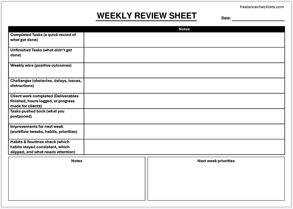 Weekly Review Sheet - Image 2