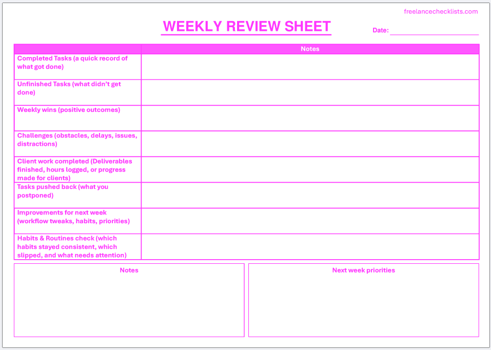 Weekly Review Sheet - Image 3